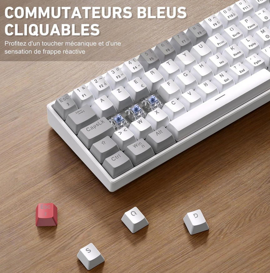Clavier Mecanique - AZERTY - PC/Windows/PS5/PS4