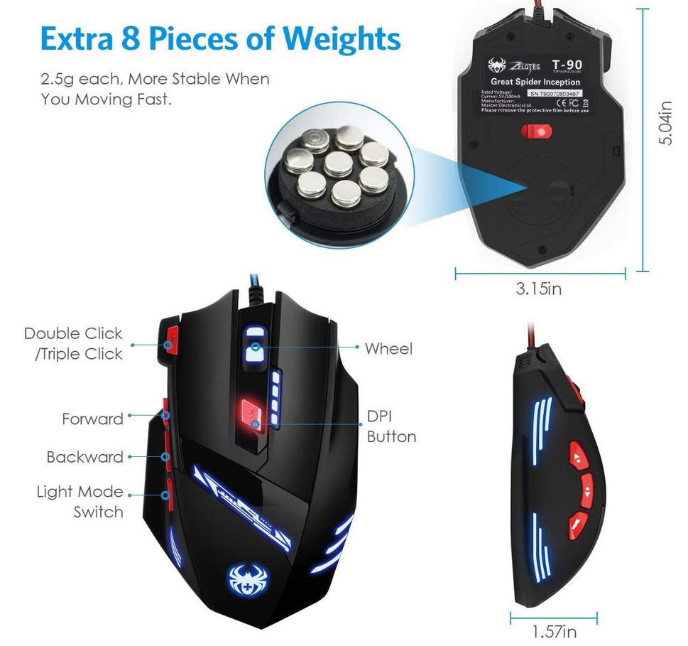 Souris Gaming Filaire - Haute Performance - 9200DPI