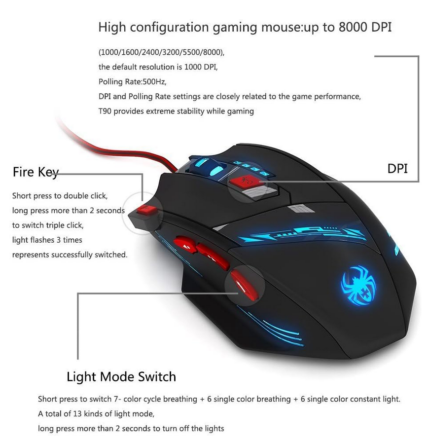 Souris Gaming Filaire - Haute Performance - 9200DPI