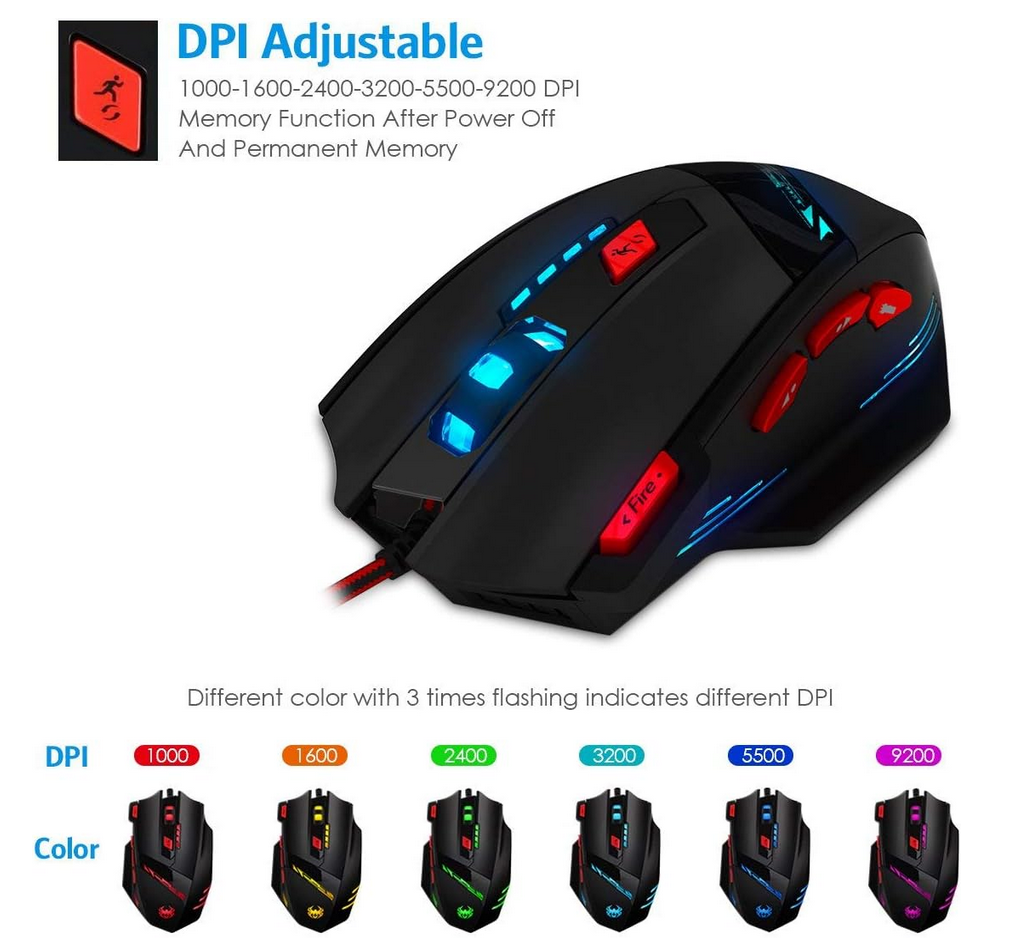 Souris Gaming Filaire - Haute Performance - 9200DPI