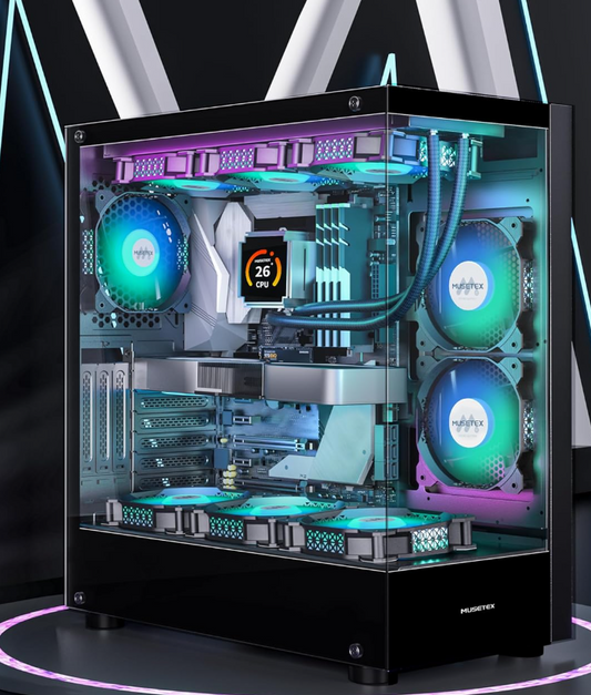 MUSETEX Boitier PC ATX - 6 Ventilateurs inclus